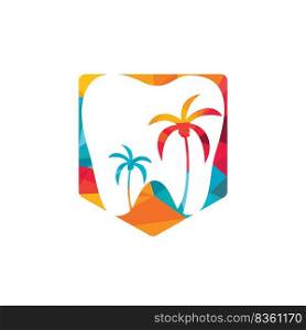 Dental clinic dentistry logo design. Dental logo with the concept of tropical island. 