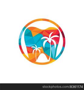 Dental clinic dentistry logo design. Dental logo with the concept of tropical island.	