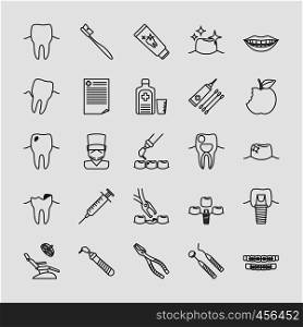 Dental clinic line icons, oral hygiene and dental health care signs. Vcetor illustration. Dental clinic line icons