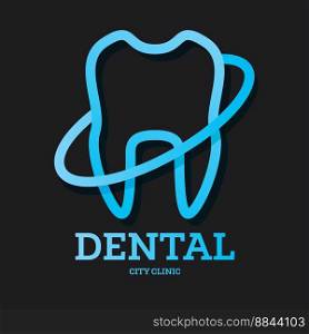 Dental Clinic Logo with Blue Tooth. Vector Illustration.