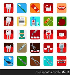 Dental clinic services flat colored icons. Vector illustration. Dental clinic services icons
