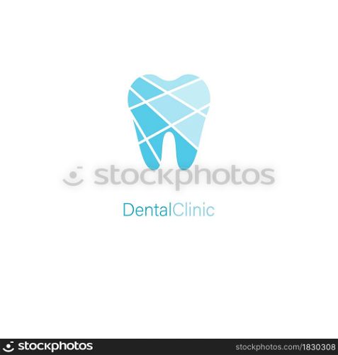 Dental clinic stylized tooth blue logo concept for medical branding.. Dental clinic stylized tooth blue logo concept for medical branding