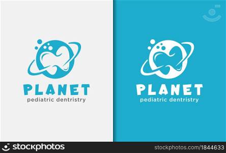 Dental Dentistry Logo Design with Fun Planet Concept. Graphic Design Element.