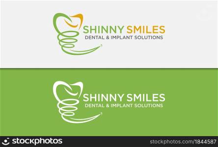 Dental Dentistry with Tooth Teeth Symbol Combine with Smile Shape Logo Vector Design. Graphic Design Element.