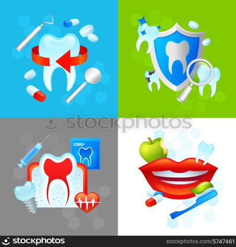 Dental design concept set with dentistry flat icons isolated vector illustration