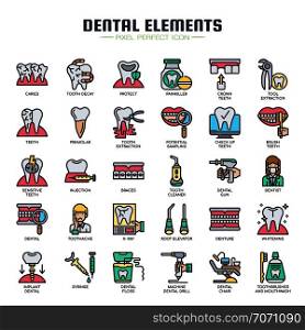 Dental Elements , Thin Line and Pixel Perfect Icons