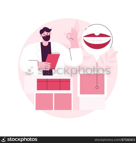 Dental esthetic clinic abstract concept vector illustration. Cosmetic dental service, teeth aesthetic treatment, private dentistry, beauty medical clinic, smile treatment studio abstract metaphor.. Dental esthetic clinic abstract concept vector illustration.