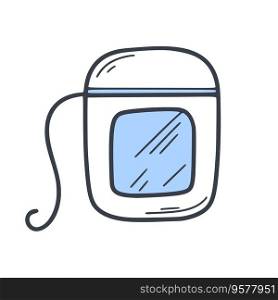 Dental floss hand drawn isolated icon. Doodle sketch style jar of dental floss. Health, care and oral hygiene, simple vector illustration. Dental floss hand drawn isolated icon