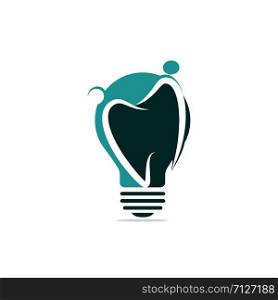 Dental Ideas Abstract Vector Logo Template. Tooth and Light Bulb Concept Label. Stomatology Business or Clinic Emblem.