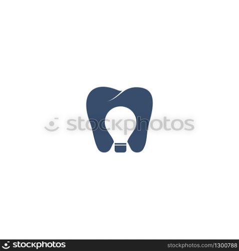 Dental Ideas vector logo design. Tooth and Light Bulb logo concept.