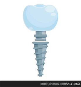 Dental implant icon cartoon vector. Tooth crown. Oral denture. Dental implant icon cartoon vector. Tooth crown