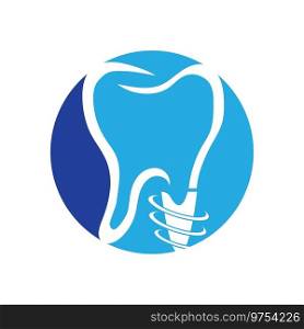 dental implant or denture clinic logos and symbols illustration design