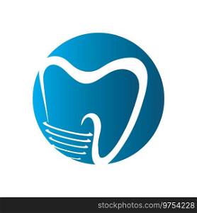dental implant or denture clinic logos and symbols illustration design