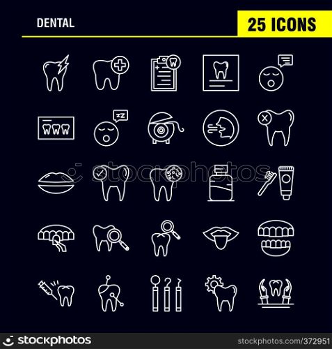 Dental Line Icons Set For Infographics, Mobile UX/UI Kit And Print Design. Include: Dental, Tooth, Infected, Medical, Teeth, Dentist, Clean, Teeth, Collection Modern Infographic Logo and Pictogram. - Vector
