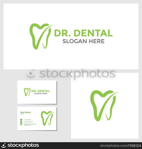 Dental logo design inspiration with business card mockup vector. Dental logo design inspiration with business card mockup