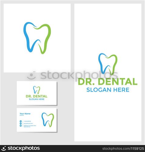 Dental logo design inspiration with business card mockup vector. Dental logo design inspiration with business card mockup