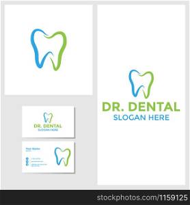 Dental logo design inspiration with business card mockup vector. Dental logo design inspiration with business card mockup