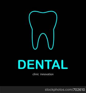 Dental logo. Tooth on black background. Linear design. Eps10. Dental logo. Tooth on black background. Linear design