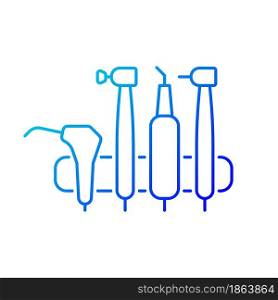 Dental machine unit gradient linear vector icon. Medical tools for dental professional. Orthodontic instruments. Thin line color symbol. Modern style pictogram. Vector isolated outline drawing. Dental machine unit gradient linear vector icon