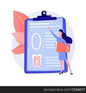 Dental patient card abstract concept vector illustration. Referral card holder, dental office loyalty program, electronic medical record, patient data, smart information system abstract metaphor.. Dental patient card abstract concept vector illustration.