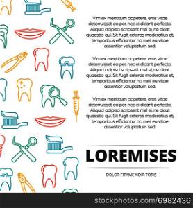 Dental poster design with colorful icons. Dental banner vector illustration. Dental poster design with colorful icons