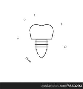 Dental prosthesis on a pin, tooth implant simple vector line icon. Symbol, pictogram, sign isolated on white background. Editable stroke. Adjust line weight.. Dental prosthesis simple vector line icon. Symbol, pictogram, sign isolated on white background. Editable stroke