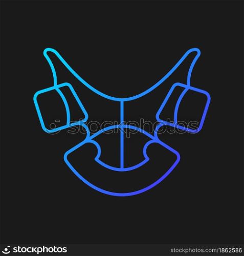 Dental retainer gradient vector icon for dark theme. Realigning teeth device. Holding teeth into correct position. Thin line color symbol. Modern style pictogram. Vector isolated outline drawing. Dental retainer gradient vector icon for dark theme