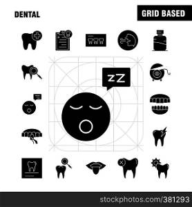 Dental Solid Glyph Icons Set For Infographics, Mobile UX/UI Kit And Print Design. Include: Dental, Tooth, Infected, Medical, Teeth, Dentist, Clean, Teeth, Collection Modern Infographic Logo and Pictogram. - Vector