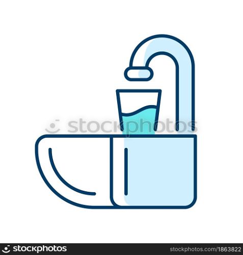 Dental spit bowl RGB color icon. Cuspidor for expectorating. Dentistry equipment. Spitting out liquids, saliva. Dental spittoon for patients. Isolated vector illustration. Simple filled line drawing. Dental spit bowl RGB color icon