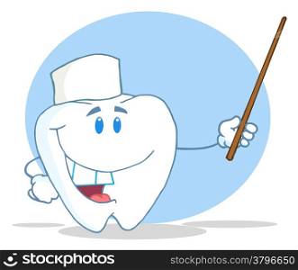 Dental Tooth Character Holding A Pointer