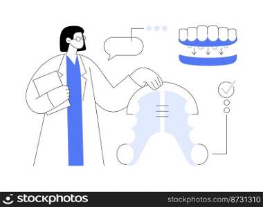 Dental tooth plate abstract concept vector illustration. Single tooth plate, dental health care, complete and partial denture, missing teeth replacement, orthodontic appliance abstract metaphor.. Dental tooth plate abstract concept vector illustration.