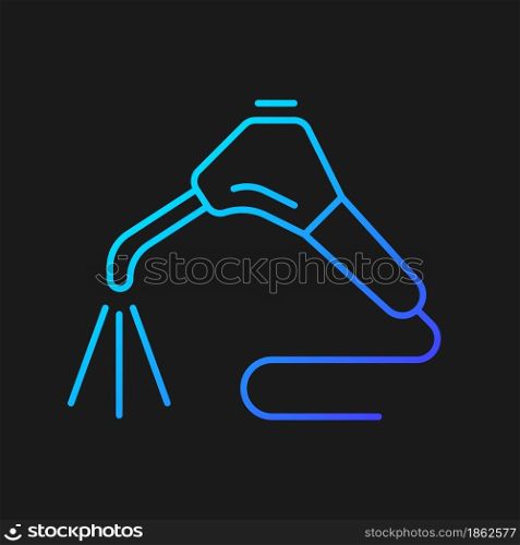 Dental water sprayer gradient vector icon for dark theme. Moistening patient mouth. Oral irrigation, cleaning. Thin line color symbol. Modern style pictogram. Vector isolated outline drawing. Dental water sprayer gradient vector icon for dark theme