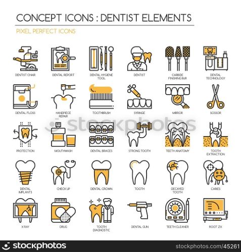 Dentist elements , Thin Line and Pixel Perfect Icons