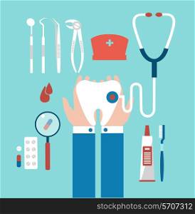 dentist holding a tooth illustration