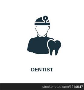 Dentist icon. Monochrome style design from professions collection. UI. Pixel perfect simple pictogram dentist icon. Web design, apps, software, print usage.. Dentist icon. Monochrome style design from professions icon collection. UI. Pixel perfect simple pictogram dentist icon. Web design, apps, software, print usage.