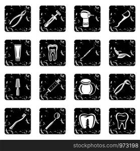 Dentist stomatologist icons set vector grunge isolated on white background . Dentist stomatologist icons set grunge vector