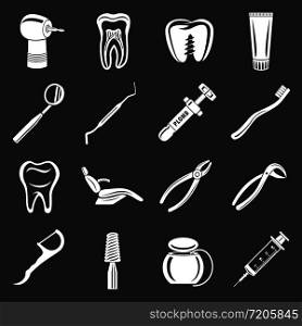 Dentist stomatologist icons set vector white isolated on grey background . Dentist stomatologist icons set grey vector