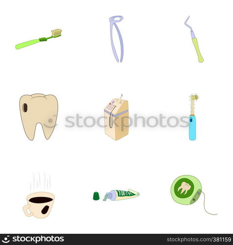 Dentistry icons set. Cartoon illustration of 9 dentistry vector icons for web. Dentistry icons set, cartoon style