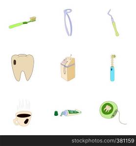 Dentistry icons set. Cartoon illustration of 9 dentistry vector icons for web. Dentistry icons set, cartoon style