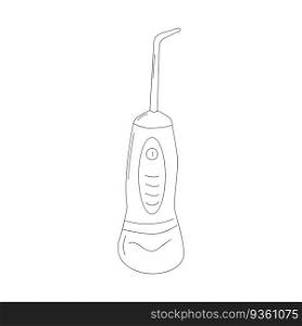 Dentistry. Oral hygiene. Care and treatment. Teeth. A device for cleaning the oral cavity. Doodle style. Vector illustration.  