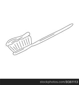 Dentistry. Oral hygiene. Care and treatment. Teeth. A toothbrush with paste. Doodle style. Vector illustration.  