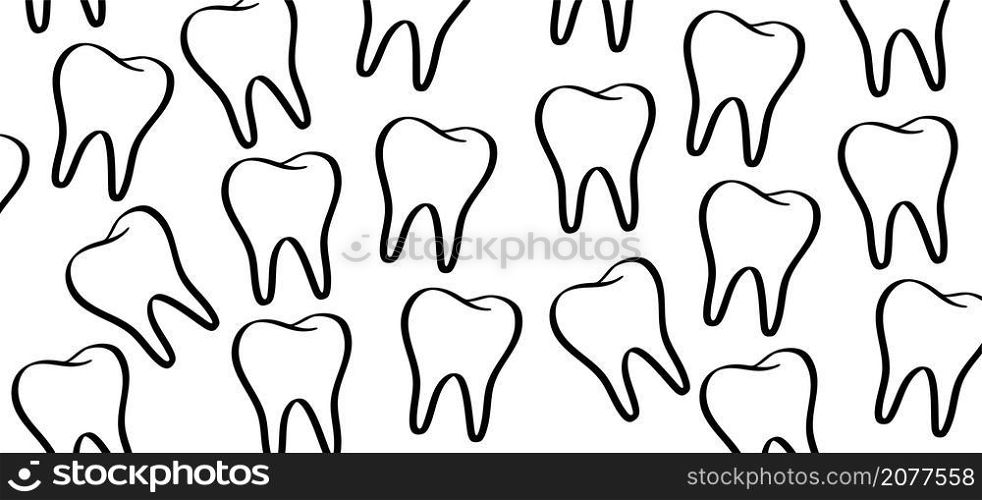Dentistry, tooth pattern banner. Teeth icon or pictogram. Vector dentist symbol. Cartoon dent logo. healthy or human quote. teeth dental care