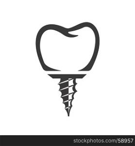 Denture icon. False teeth. Tooth implant. Design element for logo, label, emblem, sign. Vector illustration