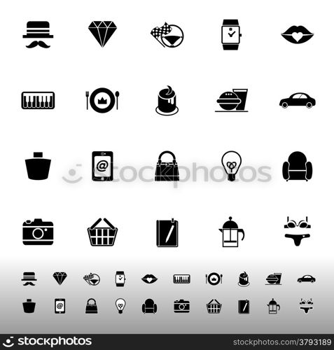 Department store item category icons on white background, stock vector