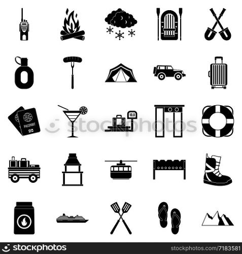 Departure from the country icons set. Simple set of 25 departure from the country vector icons for web isolated on white background. Departure from the country icons set, simple style