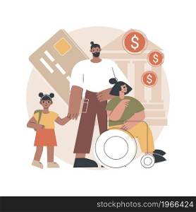 Dependant family member abstract concept vector illustration. Dependent sibling, elderly support, minor child, disabled parent, sick husband or wife, serious illness, caregiver abstract metaphor.. Dependant family member abstract concept vector illustration.