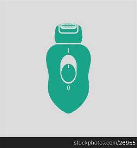 Depilator icon. Gray background with green. Vector illustration.