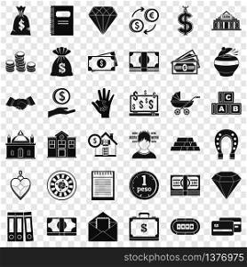 Deposit account icons set. Simple style of 36 deposit account vector icons for web for any design. Deposit account icons set, simple style