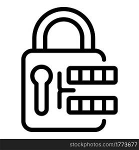 Deposit room padlock icon. Outline Deposit room padlock vector icon for web design isolated on white background. Deposit room padlock icon, outline style
