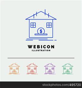 Deposit, safe, savings, Refund, bank 5 Color Line Web Icon Template isolated on white. Vector illustration. Vector EPS10 Abstract Template background